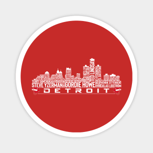 Detroit Hockey Team All Time Legends, Detroit City Skyline Magnet